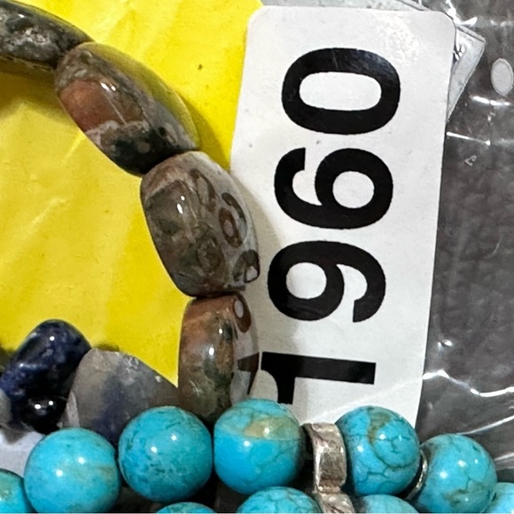 Handmade bracelets genuine stones sodalite Howlite Rainforest Rhyolite lot of 3 - Picture 5 of 5